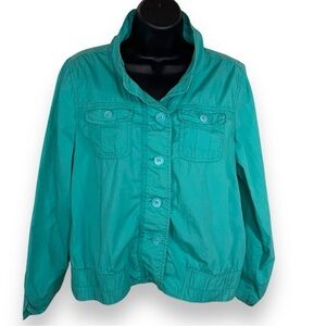 Large Maurice’s Teal Lightweight Jacket Womens Cotton Long Sleeve